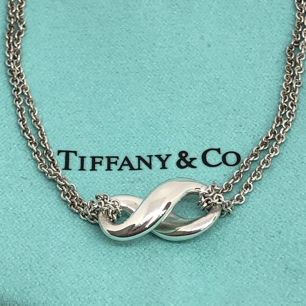Tiffany & Co. Sterling Silver 925 Elsa Peretti Infinity Pendent Double Necklace
